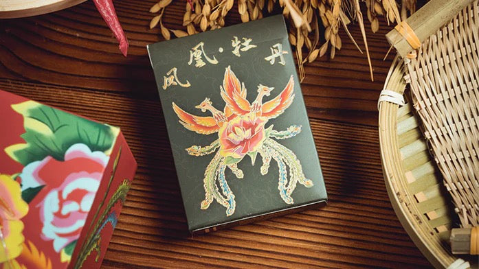 Phoenix & Peony Green Playing Cards – BPCC