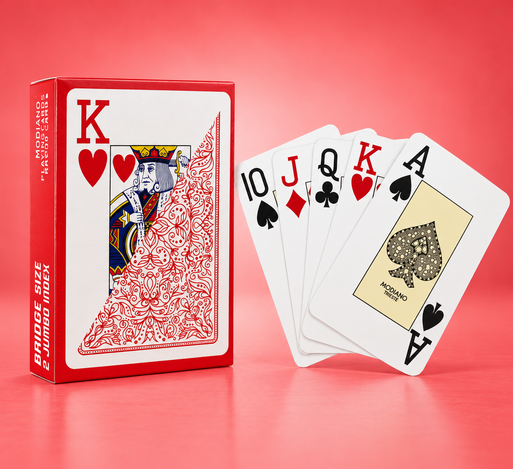 Modiano Bridge 100% Plastic Playing Cards – Red Jumbo Index