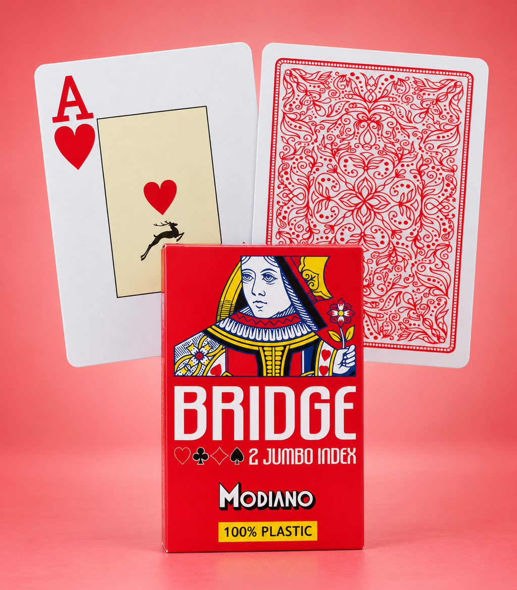 Modiano Bridge 100% Plastic Playing Cards – Red Jumbo Index