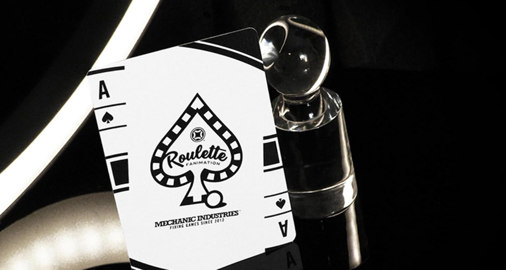 Roulette Fanimation Playing Cards by Mechanic Industries showing the custom Ace of Spades with roulette-themed artwork.