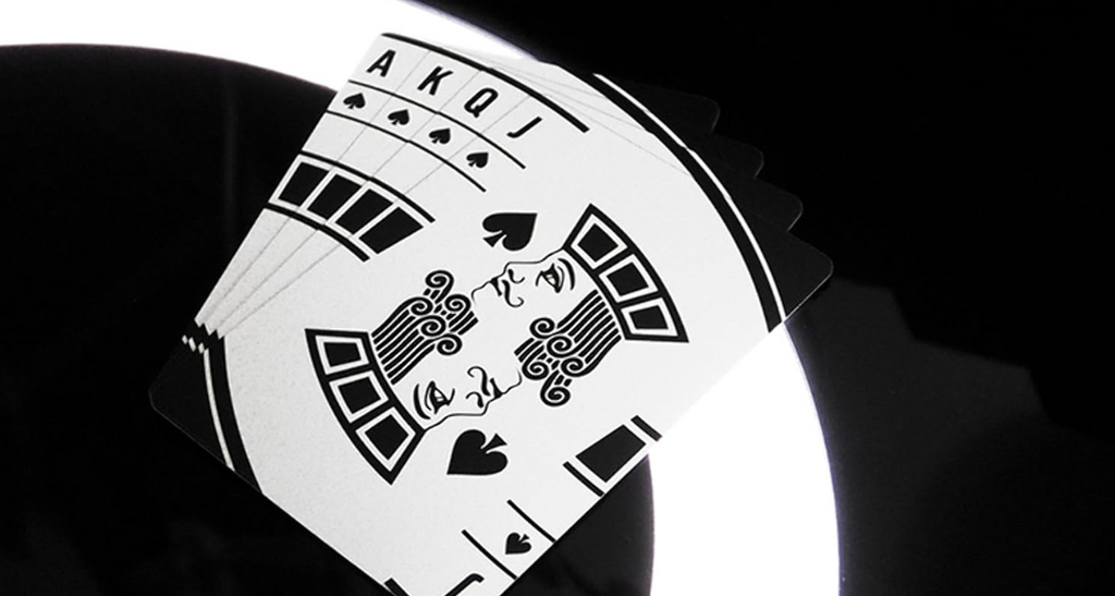 Roulette Fanimation Playing Cards by Mechanic Industries showing the custom black and white court card artwork with roulette-inspired styling.