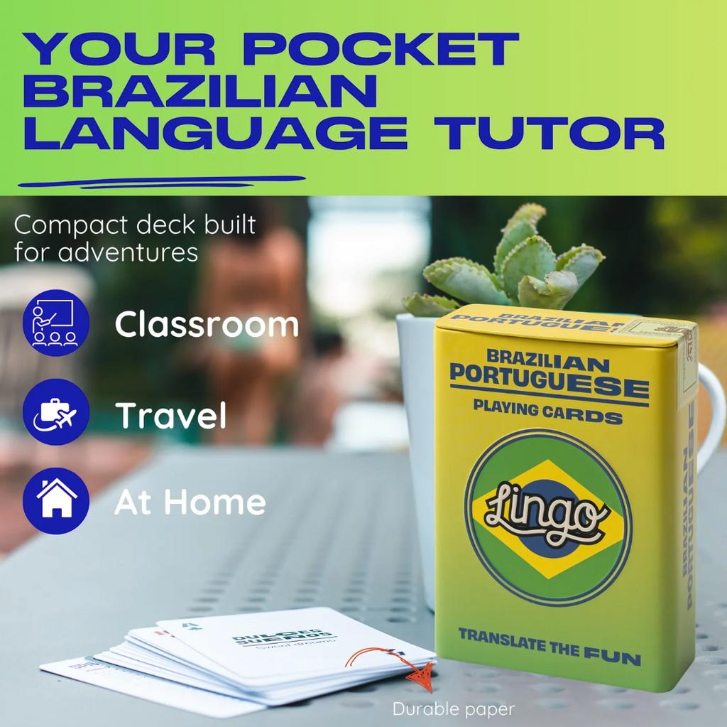 Lingo Brazilian Portuguese Playing Cards in Wayfarer Tin