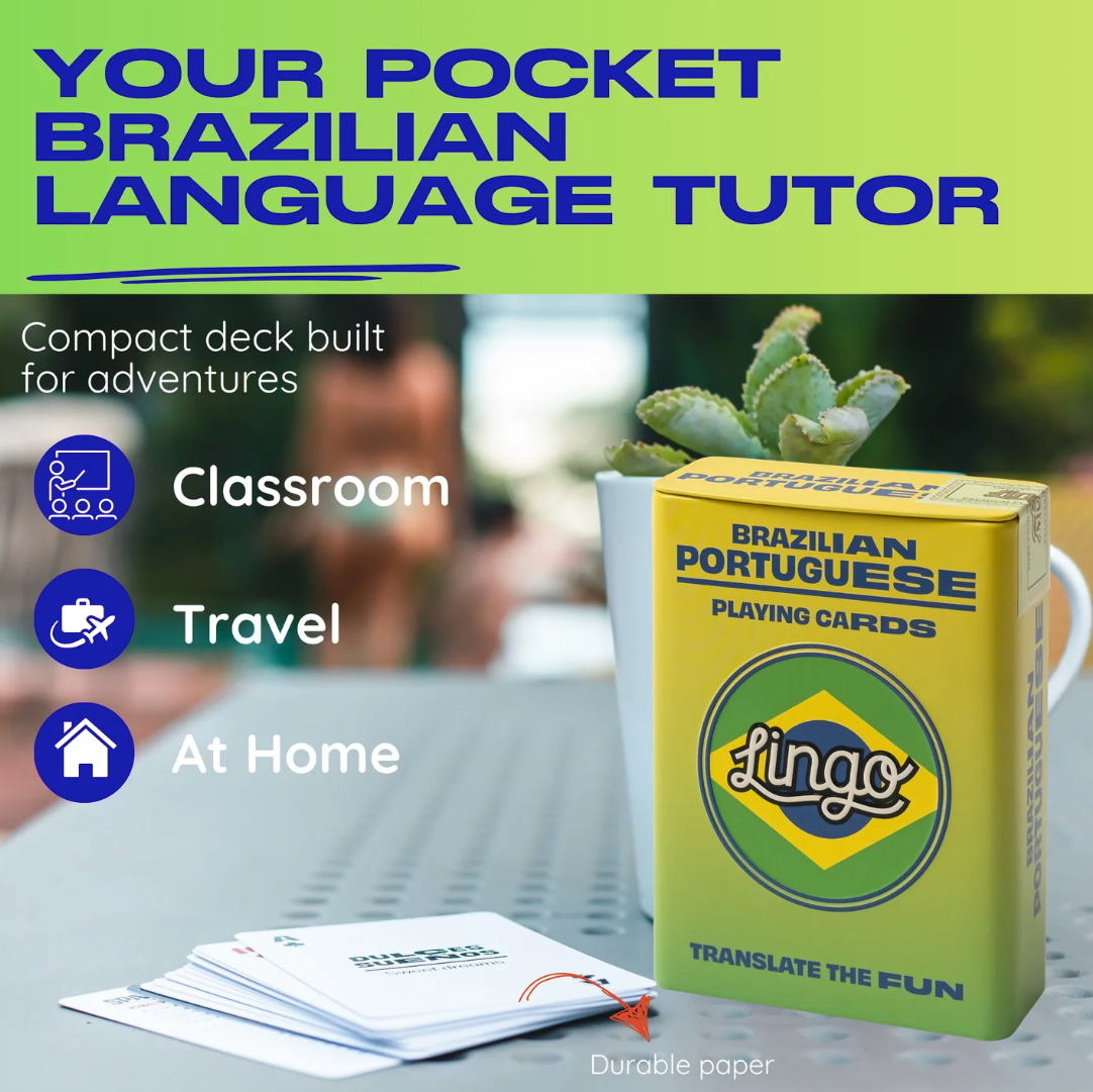 Lingo Brazilian Portuguese Playing Cards in Wayfarer Tin