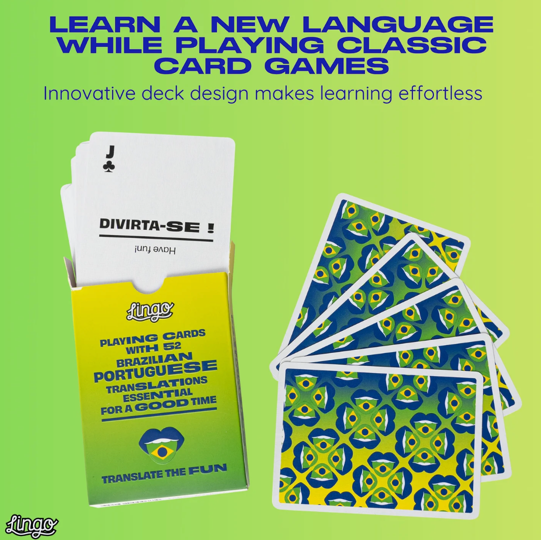 Lingo Brazilian Portuguese Playing Cards in Wayfarer Tin
