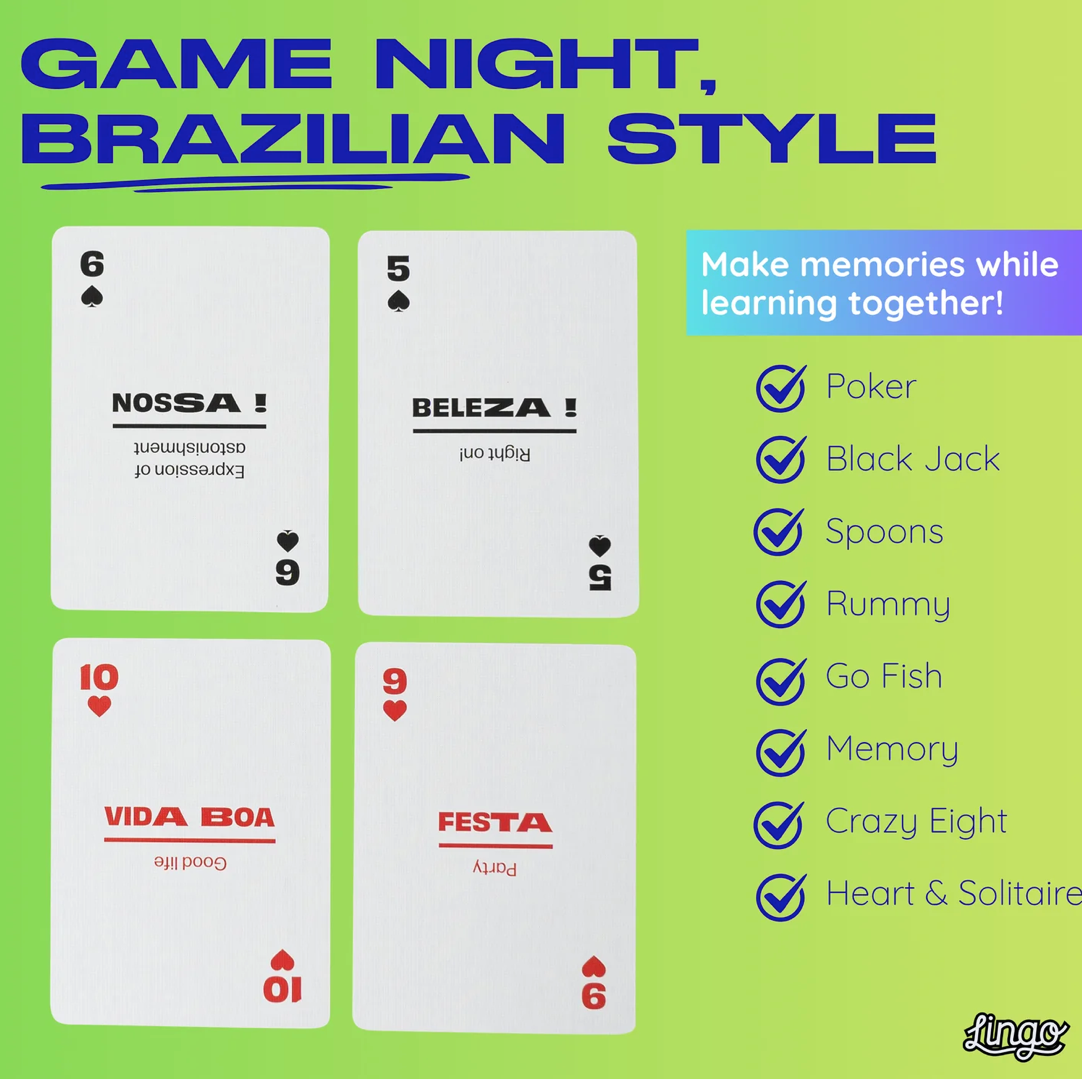 Lingo Brazilian Portuguese Playing Cards in Wayfarer Tin