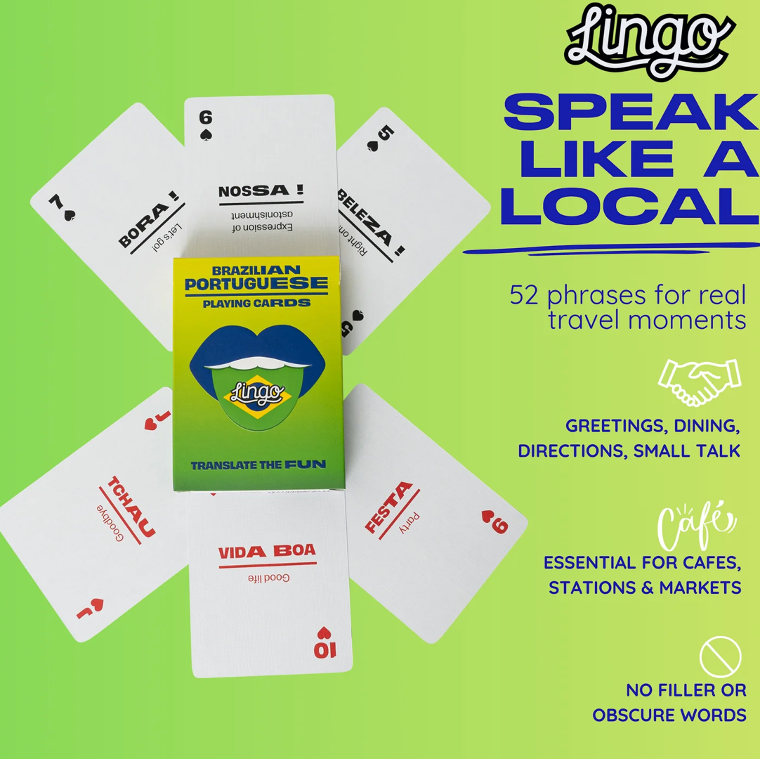 Lingo Brazilian Portuguese Playing Cards in Wayfarer Tin