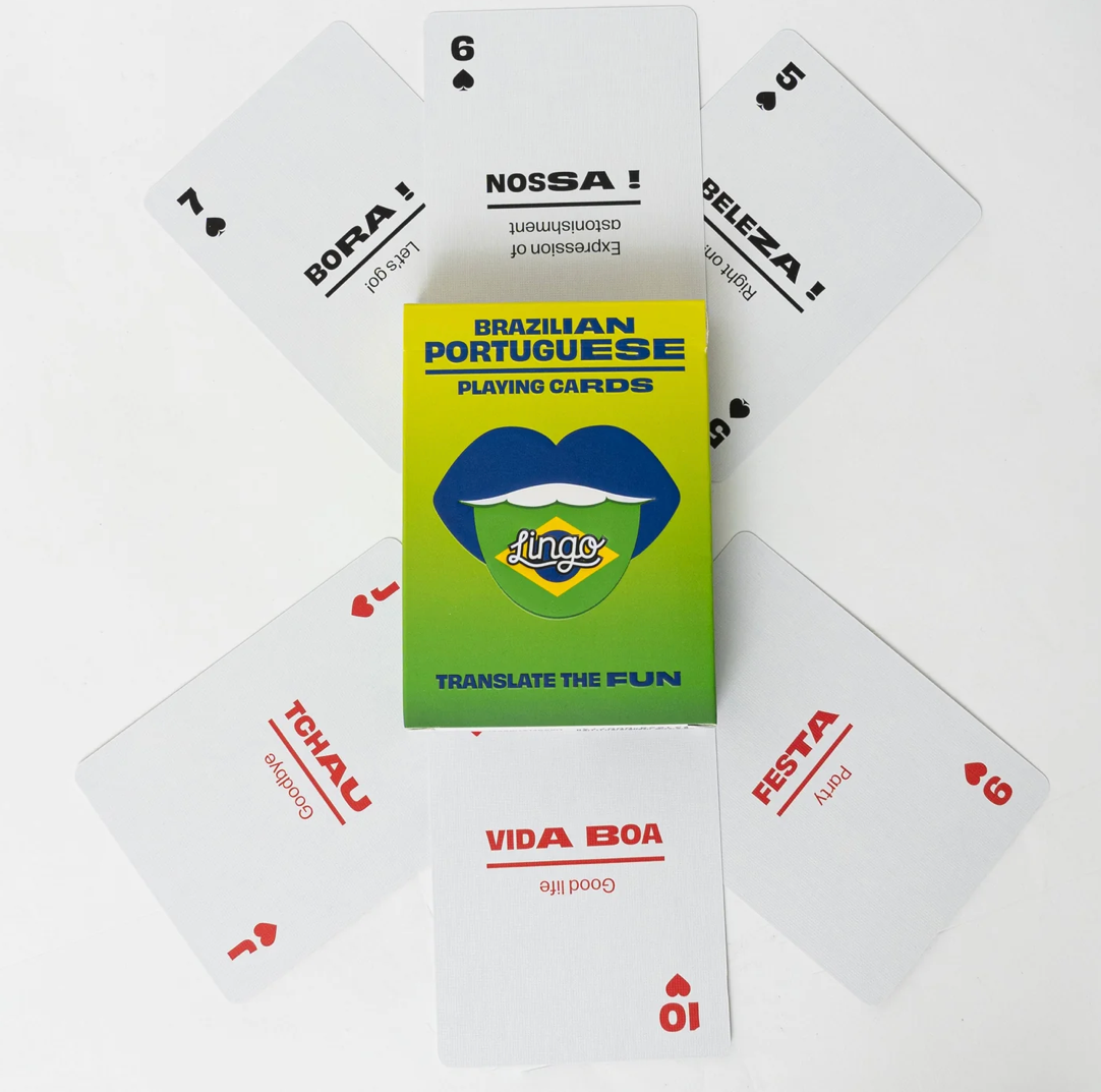 Lingo Brazilian Portuguese Playing Cards in Wayfarer Tin