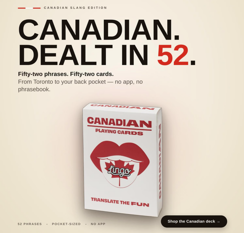 Canadian Slang Lingo Playing Cards