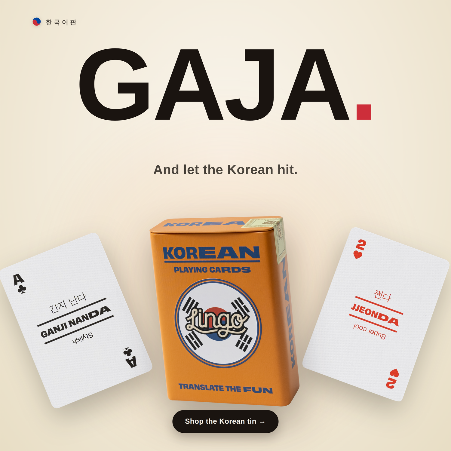 Lingo Korean Playing Cards in a Wayfarer Travel Tin