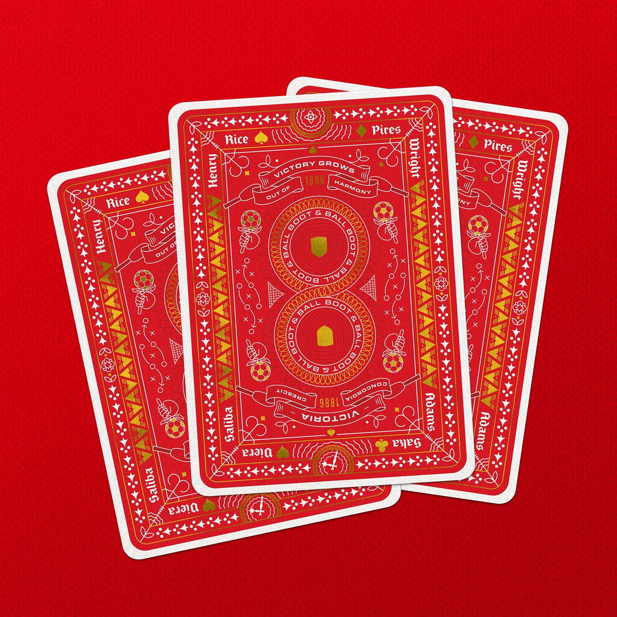 AFC Playing Cards – Arsenal Football Legends Gold Foil Deck by Boot & Ball