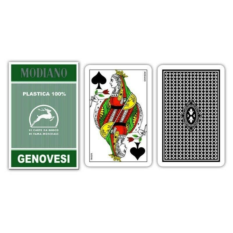 Modiano Genovesi Green 100% Plastic Playing Cards – 40 Card Deck