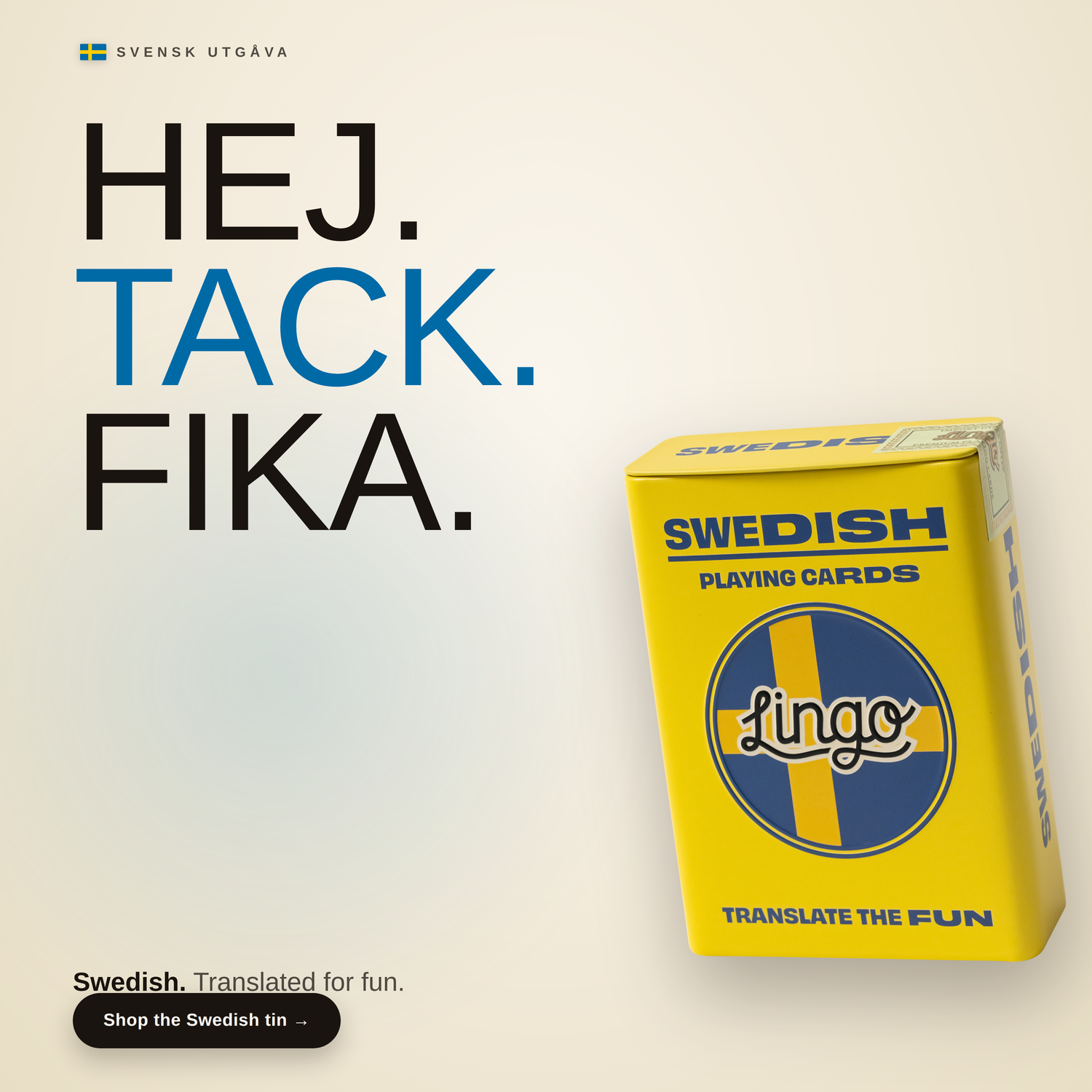 Lingo Swedish Playing Cards in Wayfarer Tin