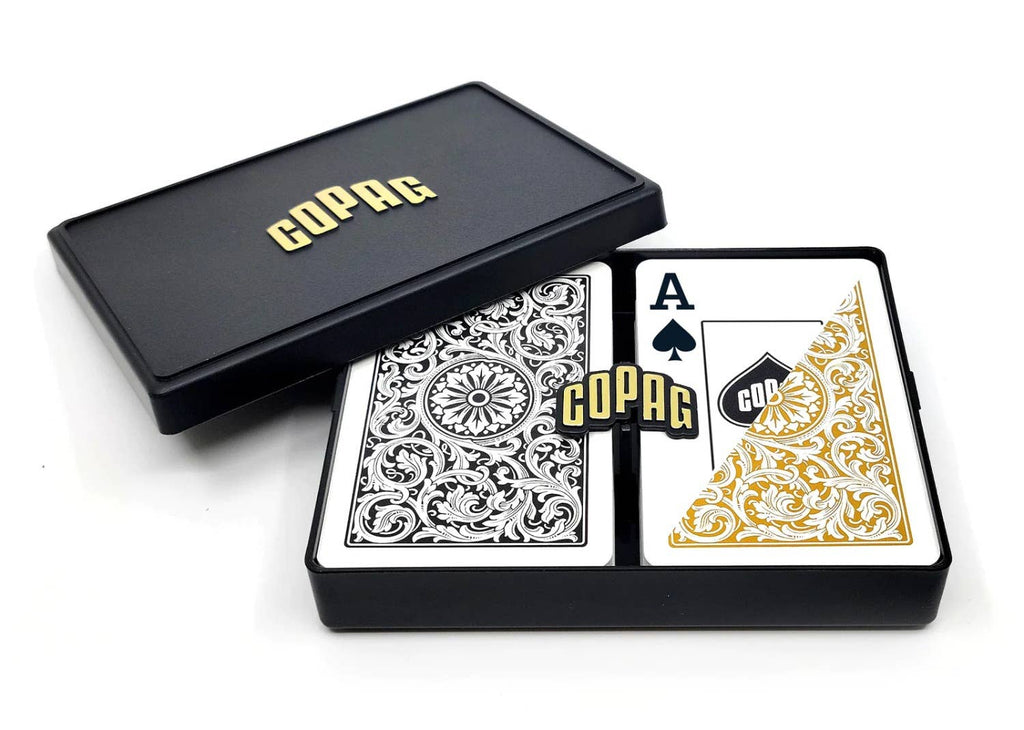 COPAG 1546 Elite Bridge Size Regular Index Playing Cards – Black & Gold Double Deck