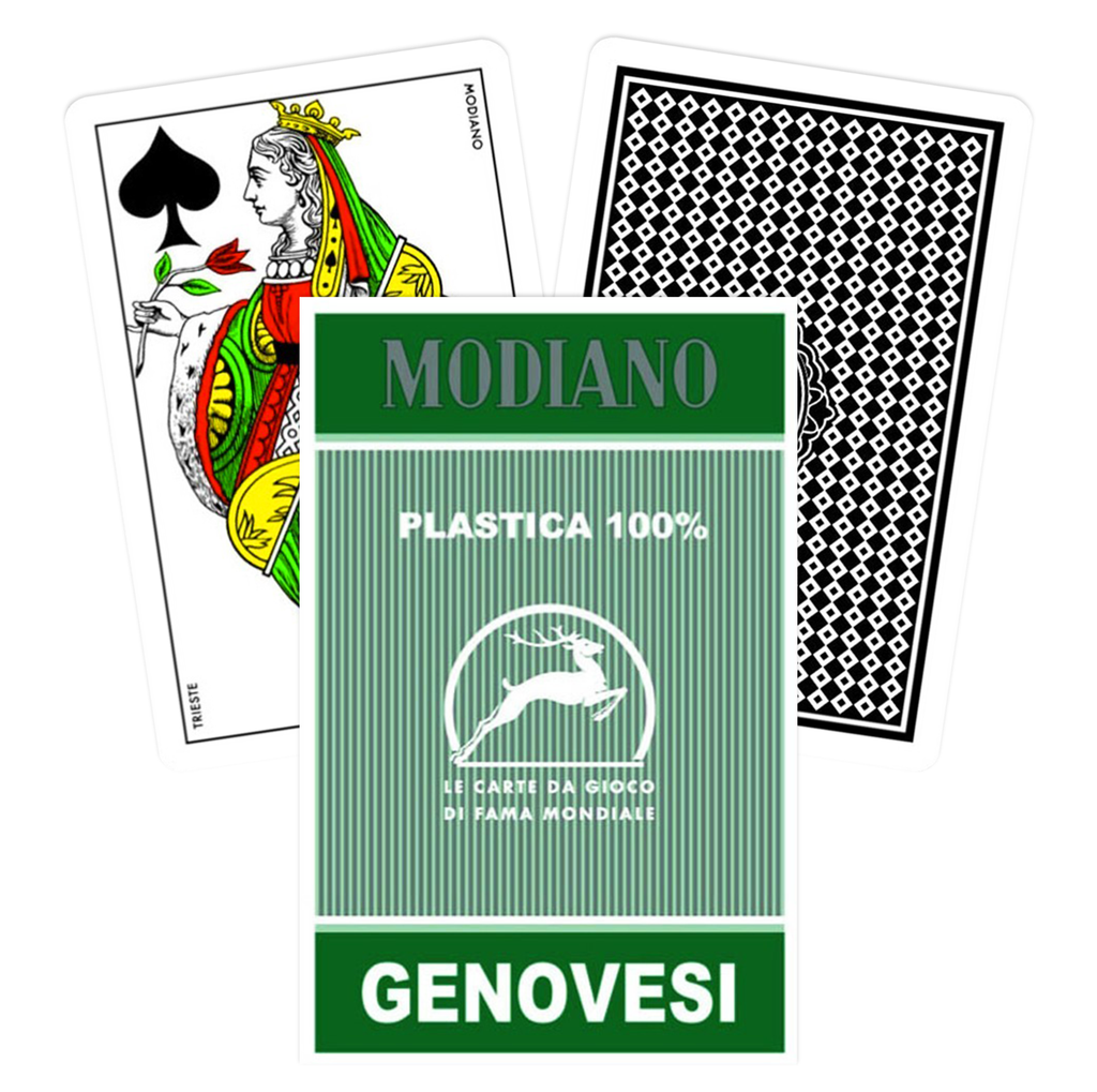 Modiano Genovesi Green 100% Plastic Playing Cards – 40 Card Deck