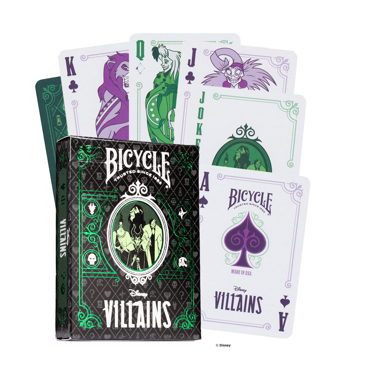 Bicycle Disney Villains Green Playing Cards – Jumbo Index Poker Deck
