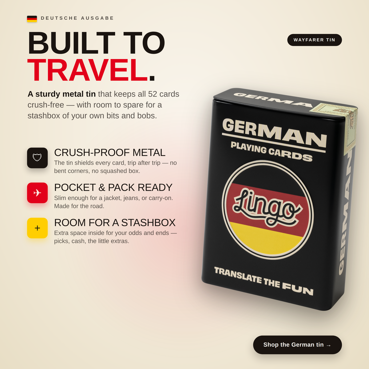 Lingo German Travel in Wayfarer Tin