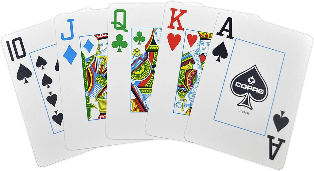 Copag Legacy 4 Colors Poker Size Jumbo Index Playing Cards Double Deck (Red and Blue)
