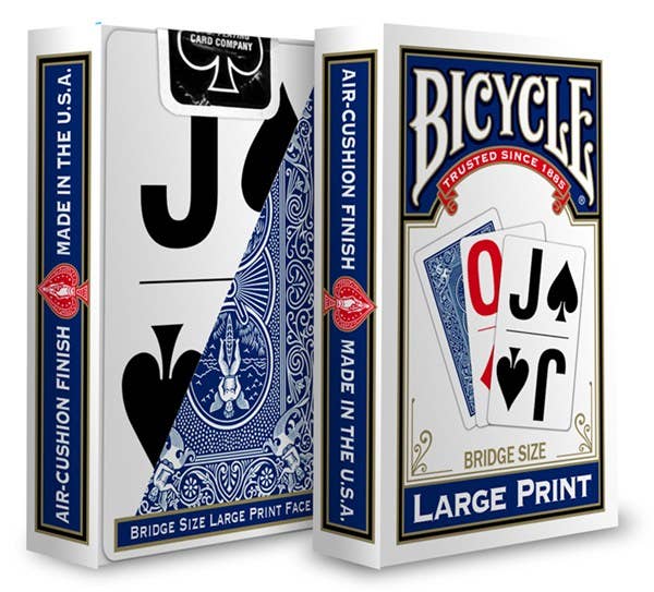 Bicycle Large Print Cards (Blue) Bridge size