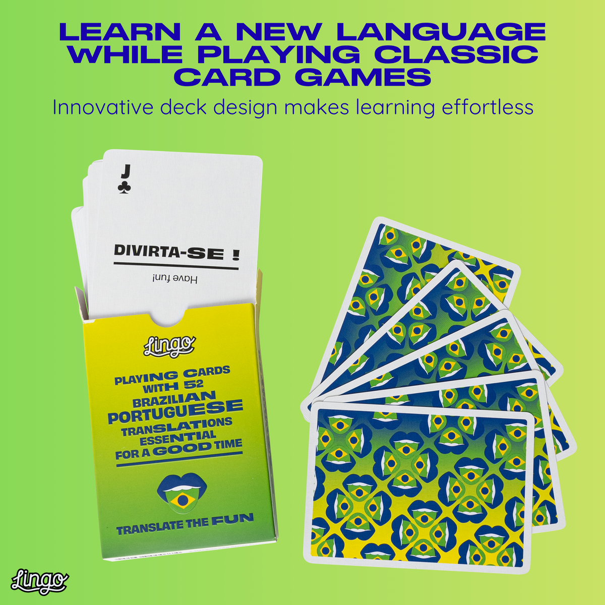 Lingo Brazilian Portuguese Playing Cards – 52 Phrase Deck