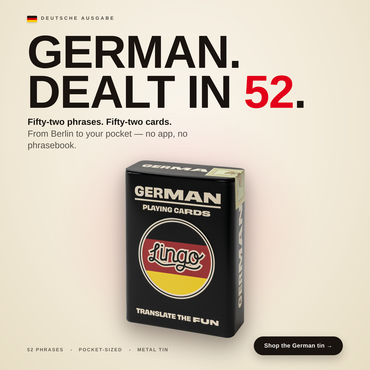 Lingo German Travel in Wayfarer Tin