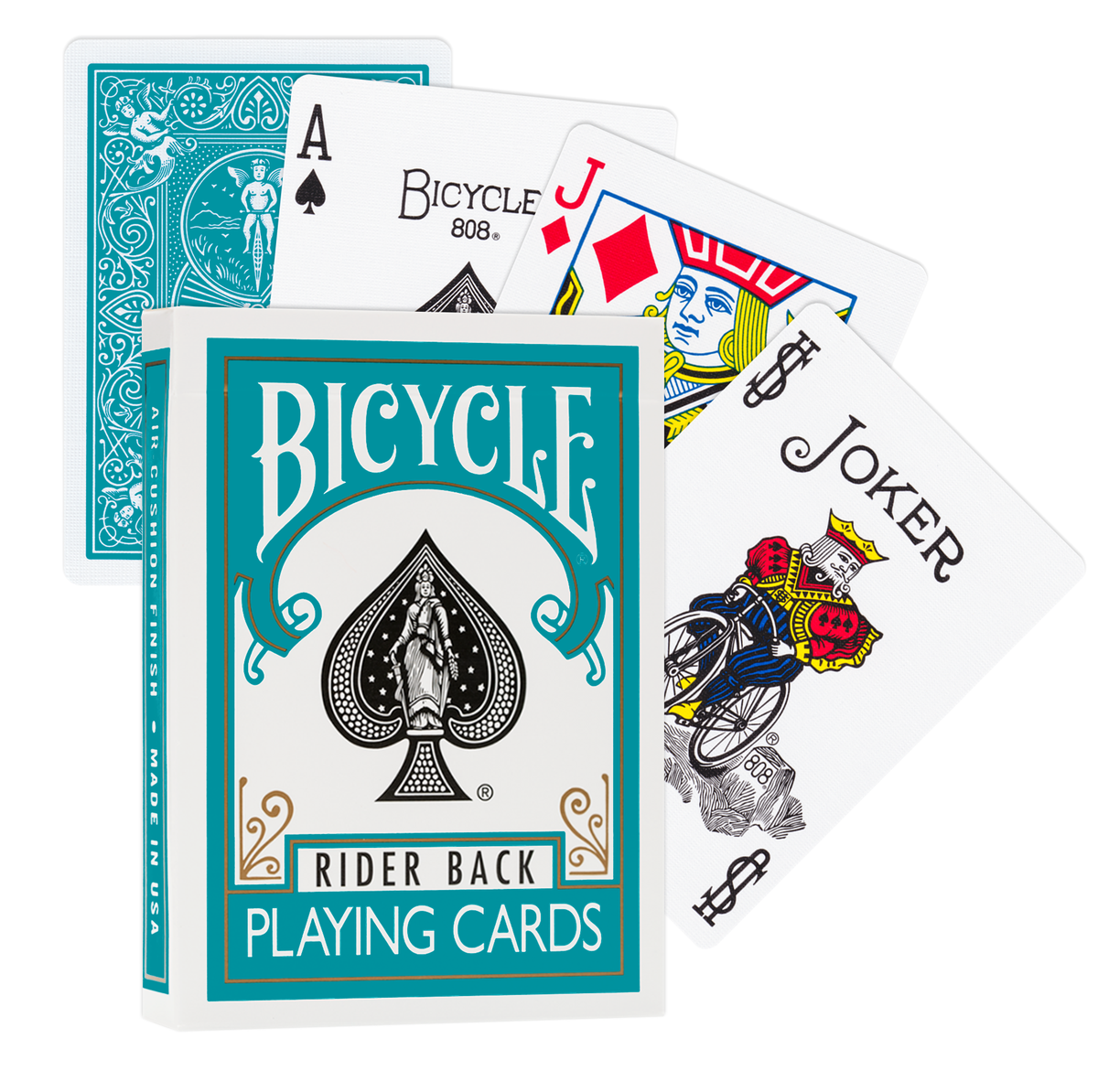 Bicycle Rider Back Turquoise Playing Cards