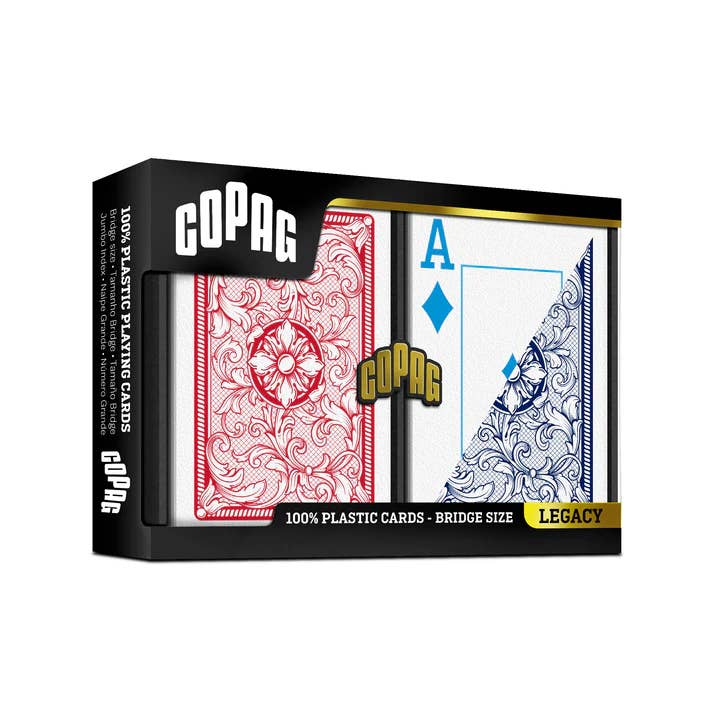 Copag Legacy Bridge Size Jumbo Index 4 Colors Playing Cards Double (Red and Blue)