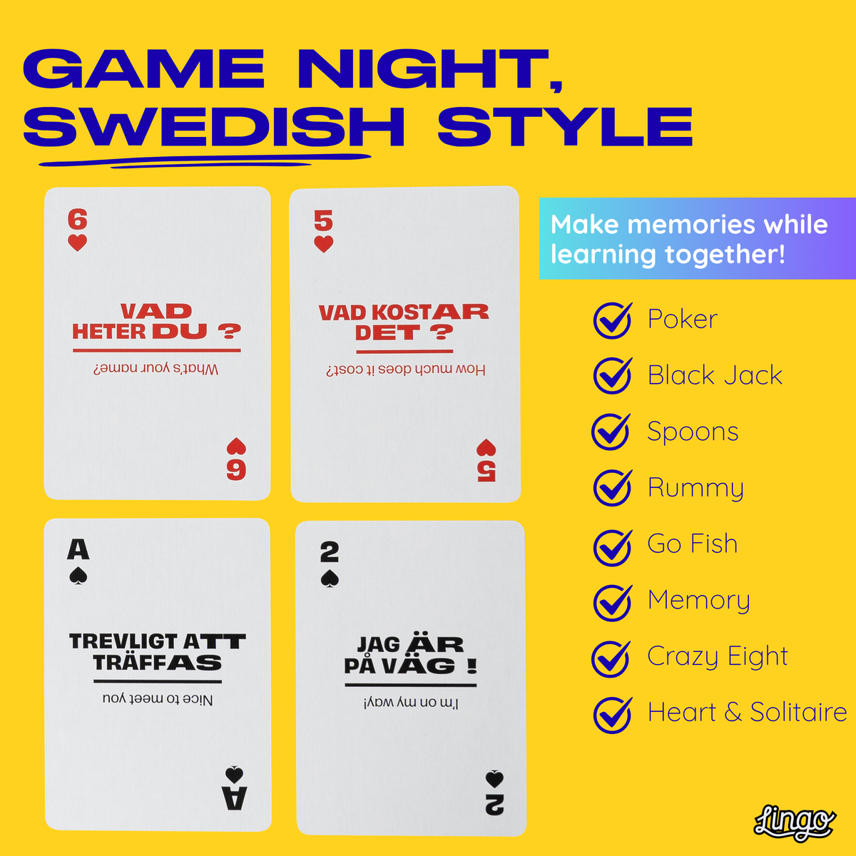 Lingo Swedish Playing Cards – Learn Swedish 52 Phrase Deck