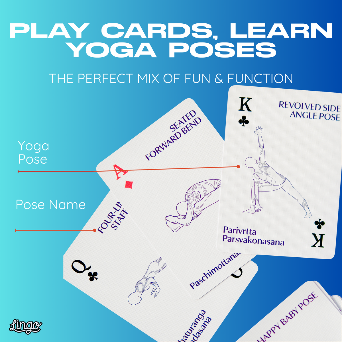 Lingo Yoga Playing Cards – 52 Yoga Asana Pose Deck