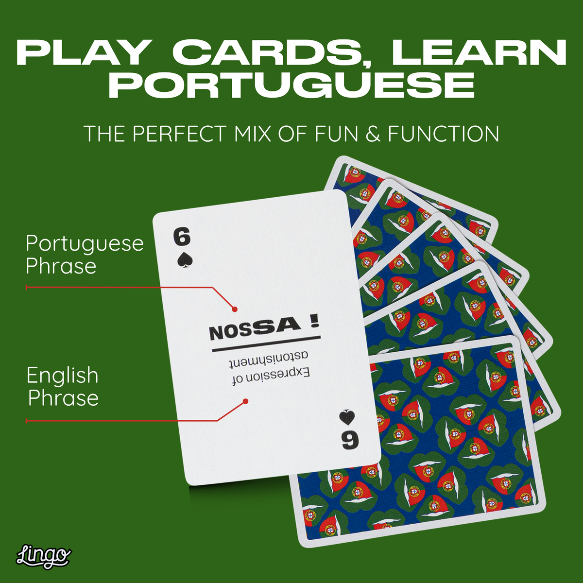 Lingo Portuguese Playing Cards – Learn Portuguese 52 Phrase Deck