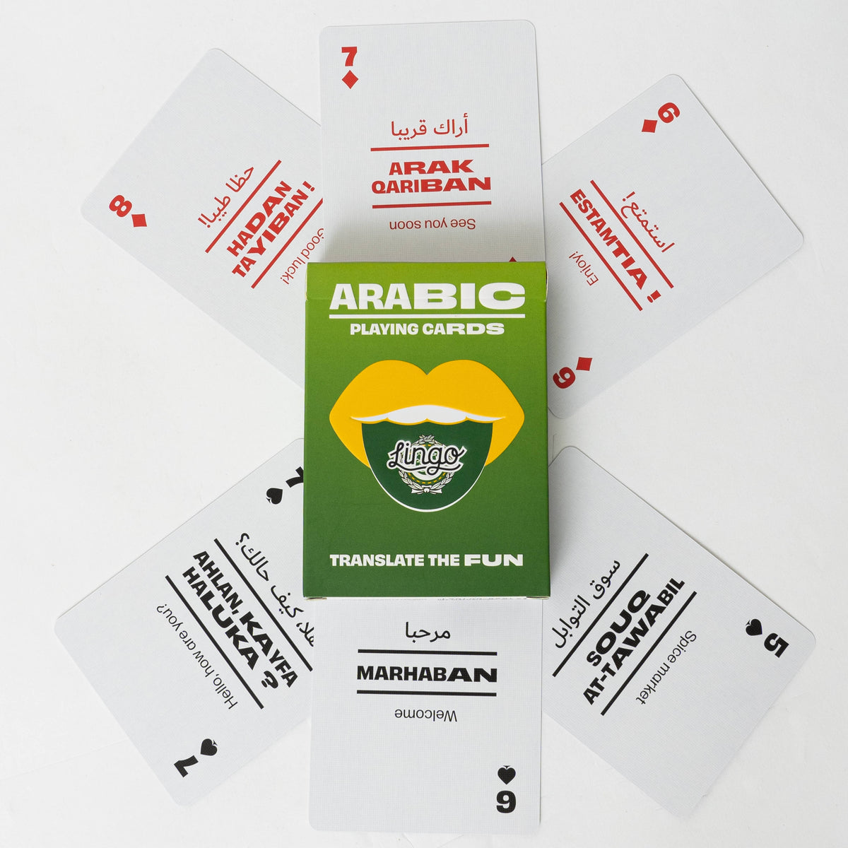 Lingo Arabic Playing Cards – Learn Arabic 52 Phrase Deck