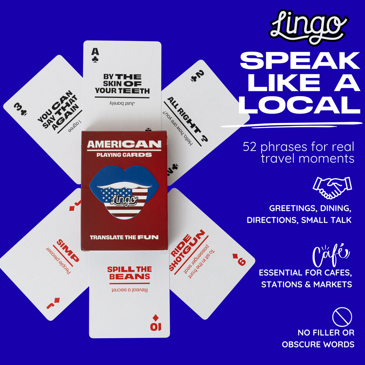 Lingo American Slang Playing Cards – 52 American Phrases