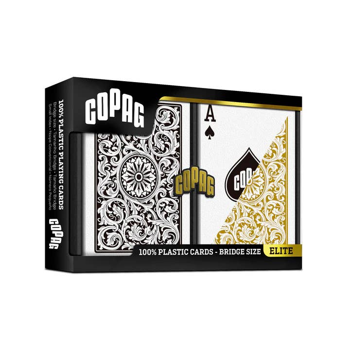 Copag Elite Bridge Size Regular Index Playing Cards Double Deck (Black and gold)