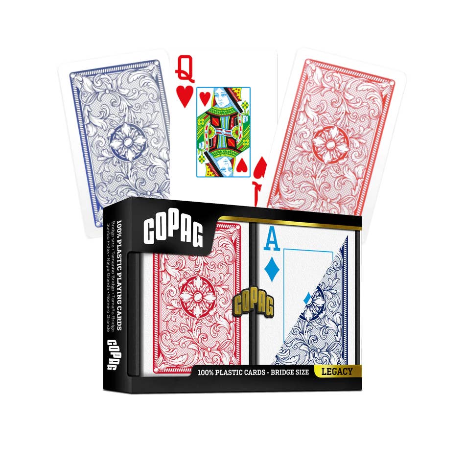 Copag Legacy Bridge Size Jumbo Index 4 Colors Playing Cards Double (Red and Blue)