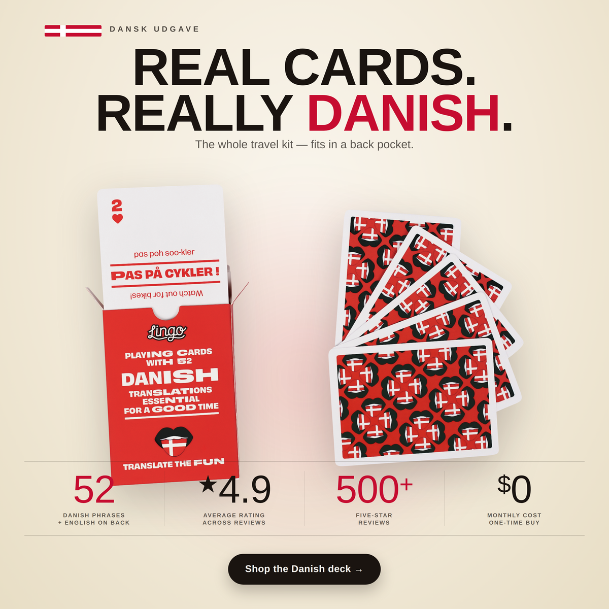 Lingo Danish Playing Cards – Learn Danish Language Deck