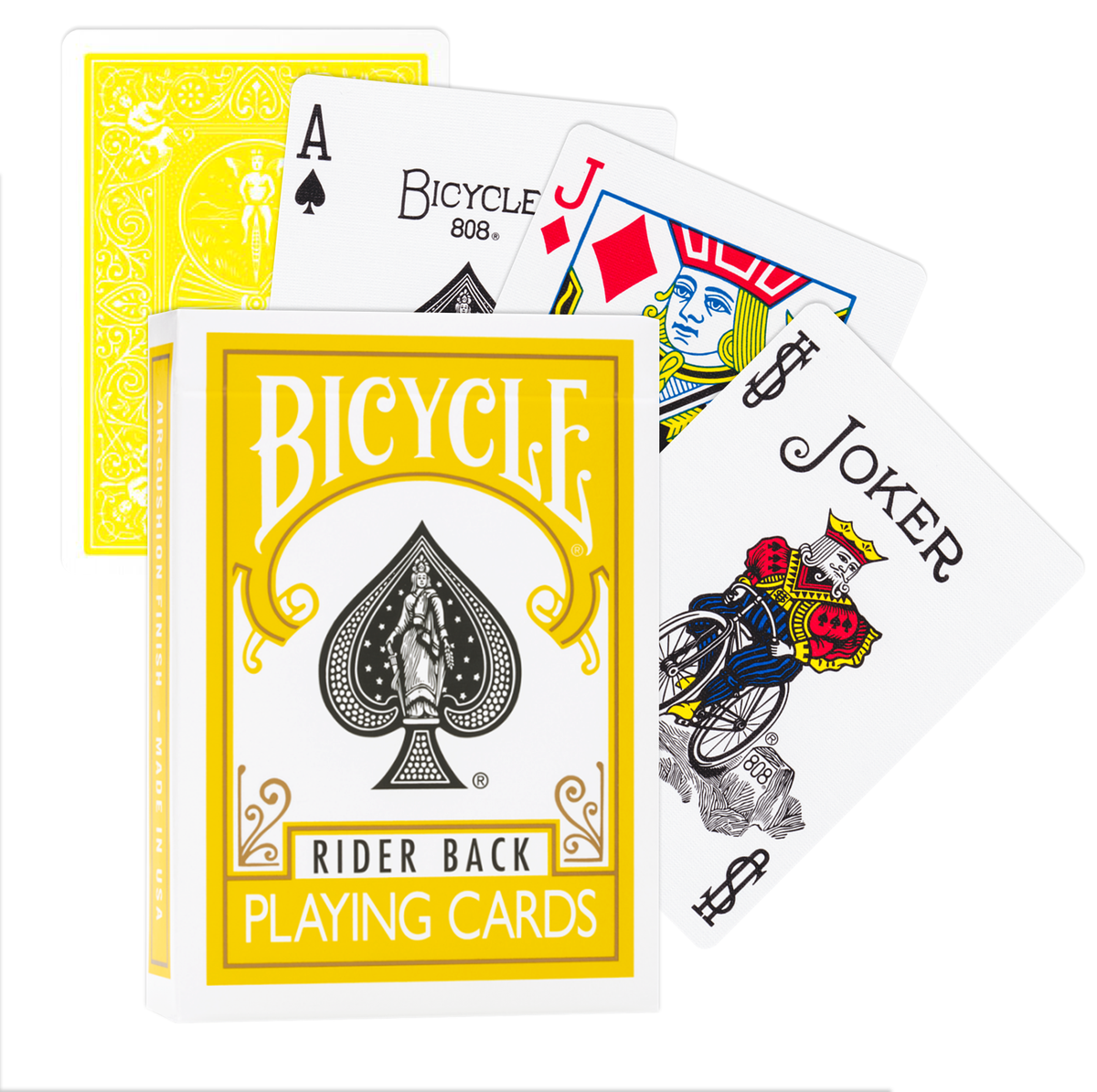 Bicycle Rider Back Yellow Playing Cards