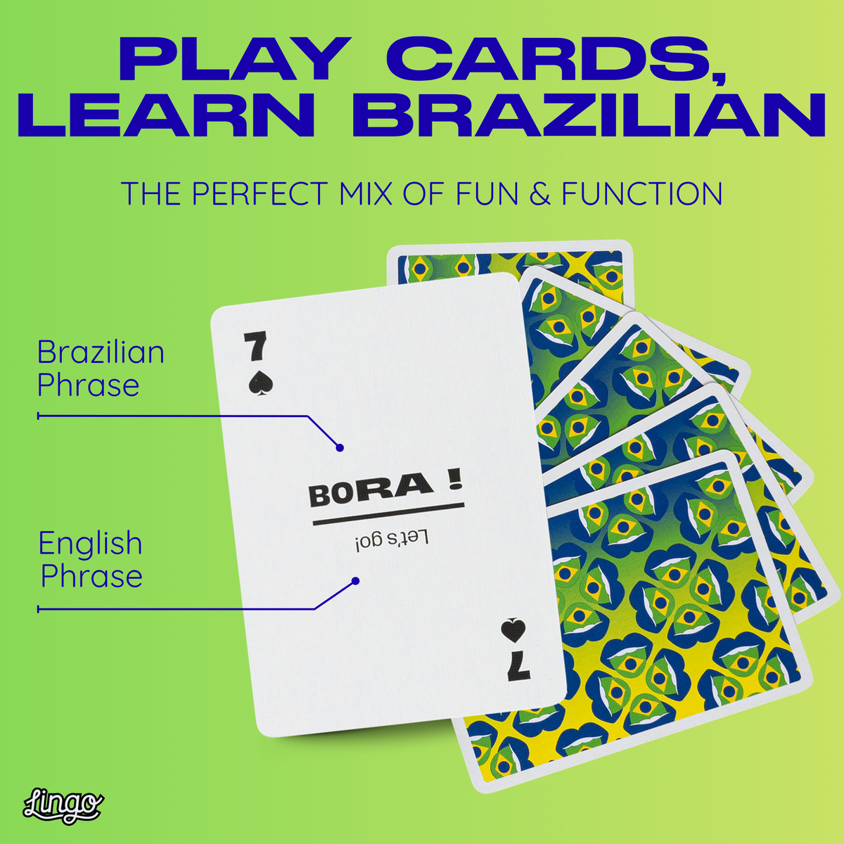 Lingo Brazilian Portuguese Playing Cards – 52 Phrase Deck