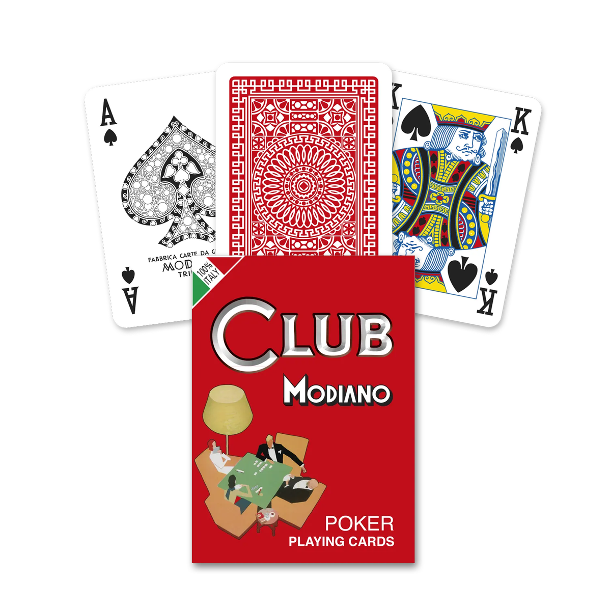 Modiano Poker Club F/N Playing Cards – Red Back