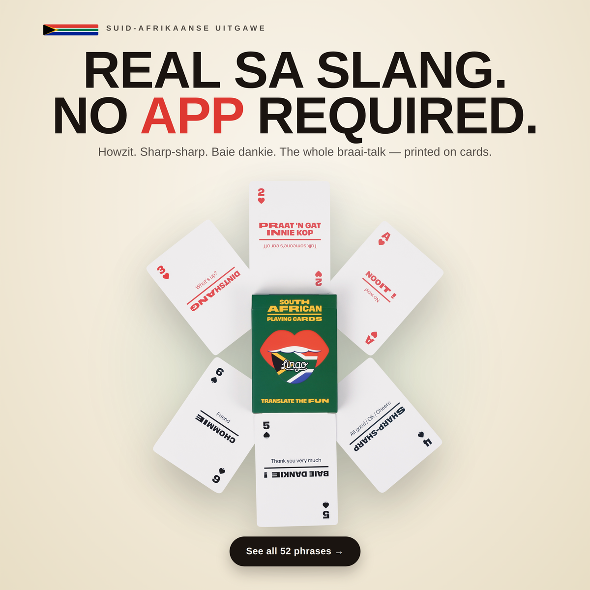 Lingo South African Slang Playing Cards – 52 South African Phrases