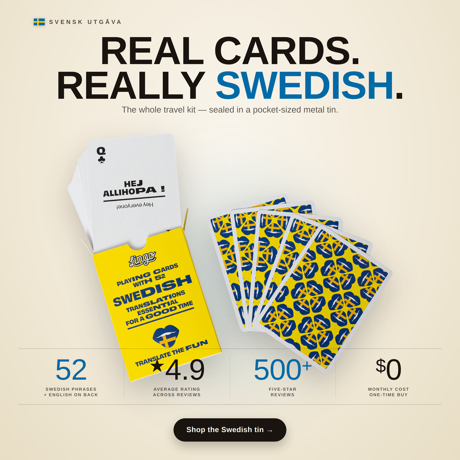 Lingo Swedish Playing Cards in Wayfarer Tin