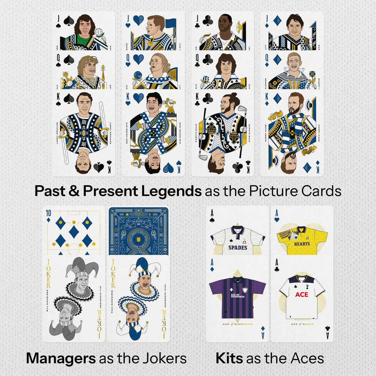 North London Whites Playing Cards – Tottenham Legends Gold Foil by Boot and Ball